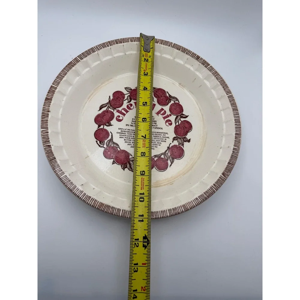 Royal China Jeannette Cherry Pie Dish Vintage Ceramic Recipe Baker 10 Inch USA